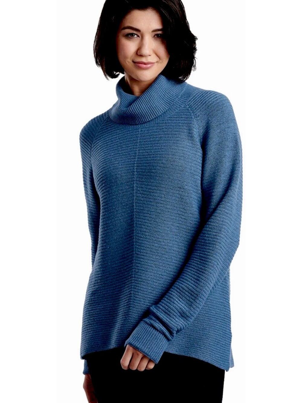 KUHL Women's Medium Solace Sweater Blue Cowl Neck